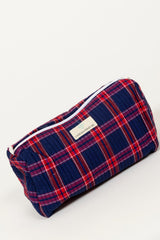 Neceser estampado cuadros azul/rojo XL