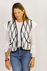 Chaleco sin Mangas Blanco/Negro