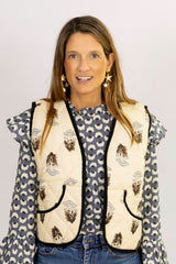 Chaleco sin Mangas Beige/Negro