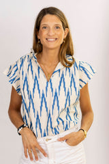 Camisa rombo azul mangas cortas