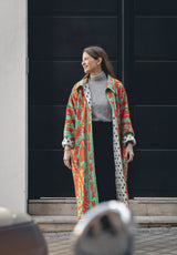 Chaqueta kaftan naranja/verde
