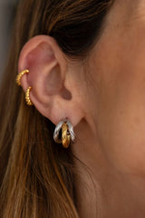 Aros triple gruesos oro/plata