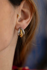 Aros triple gruesos oro/plata