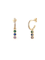 Aros Tres Piedras Verde Azul y Lila