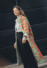 Chaqueta kaftan naranja/verde