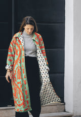 Chaqueta kaftan naranja/verde