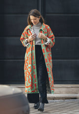 Chaqueta kaftan naranja/verde