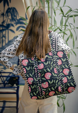 Bolso Tote Bag flor negro