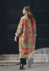 Chaqueta kaftan naranja/verde