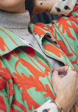 Chaqueta kaftan naranja/verde