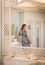 Bolso mano rosas blanco