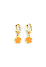 Aros esmaltados flor naranja
