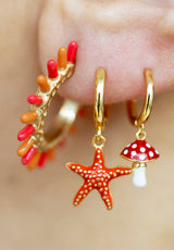 Aros Cresp Coral y Naranja