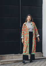 Chaqueta kaftan naranja/verde