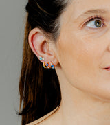 Pendientes Tres Brillantes Turquesa/Blanco/Rosa