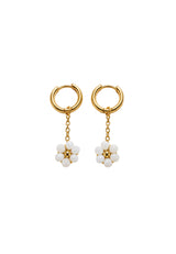 Aros cadena flor blanca
