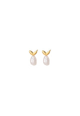 Pendientes perla hojitas