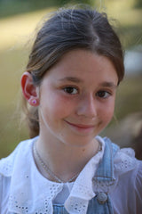 Pendientes corazón rosa