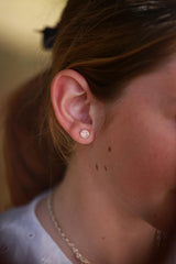 Pendientes carita feliz rosa