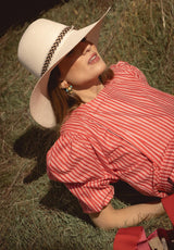 Camisa mangas abullonadas rayas rojas