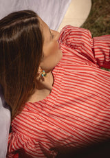 Camisa mangas abullonadas rayas rojas