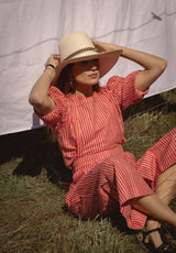 Camisa mangas abullonadas rayas rojas