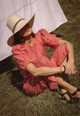 Camisa mangas abullonadas rayas rojas