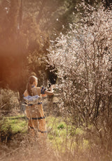 Vestido volantes cuadros azul