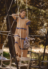 Vestido volantes cuadros azul