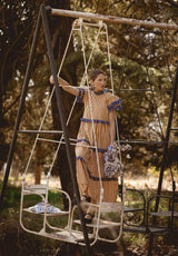 Vestido volantes cuadros azul