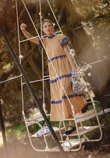 Vestido volantes cuadros azul