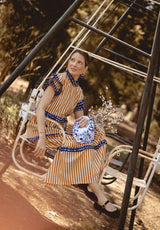 Vestido volantes cuadros azul