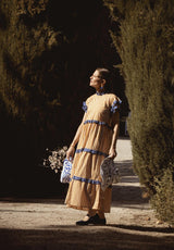 Vestido volantes cuadros azul