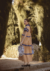 Vestido volantes cuadros azul