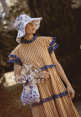 Vestido volantes cuadros azul