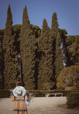 Vestido volantes cuadros azul