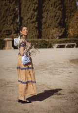 Vestido volantes cuadros azul