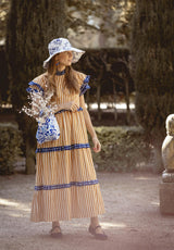 Vestido volantes cuadros azul