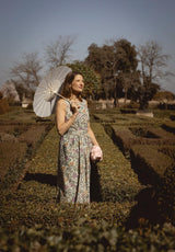 Vestido sin mangas flores verdes