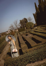 Vestido sin mangas flores verdes