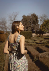 Vestido sin mangas flores verdes