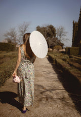 Vestido sin mangas flores verdes