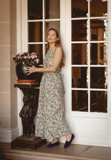 Vestido sin mangas flores verdes