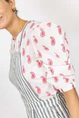 Camisa manga abullonada plumas rosa