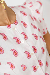 Camisa manga abullonada plumas rosa