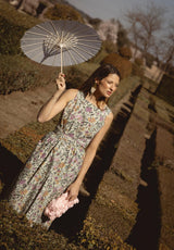 Vestido sin mangas flores verdes