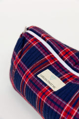 Neceser estampado cuadros azul/rojo XL