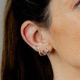 Aros Tres Piedras Azul y Rosa