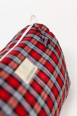 Neceser estampado cuadros rojo XL