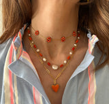 Colgante Corazón de melón coral